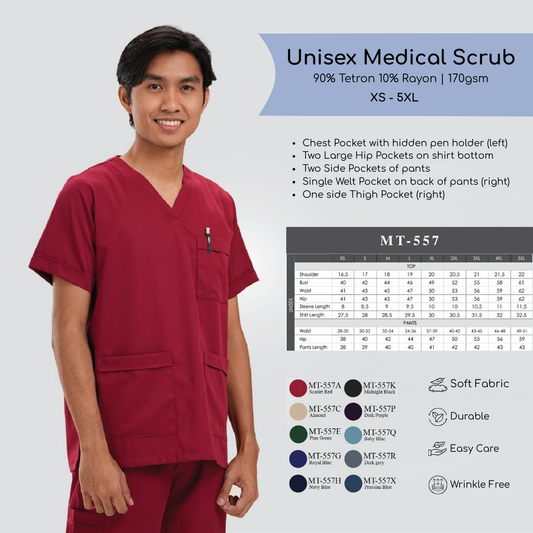 Unisex Medical Scrub Size Chart Artiztee