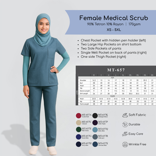 Female Medical Scrub - Size Chart