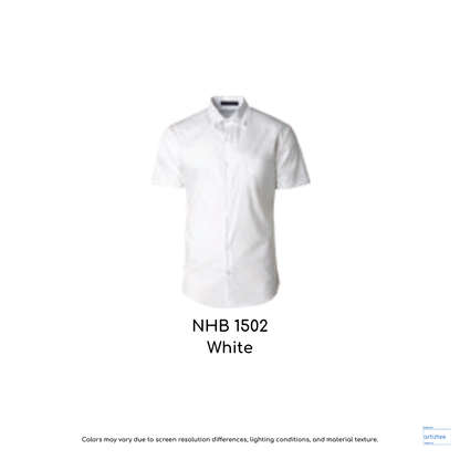 NHB1502 white premium oxford short sleeve shirt unisex 160gsm