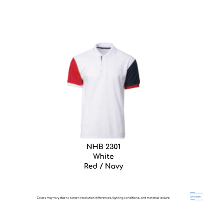 Polo Murphy Unisex 220gsm White Red Navy NHB2301