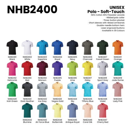 Polo - Soft-Touch | Unisex | 220gsm | NHB2400 | Artiztee | Collection