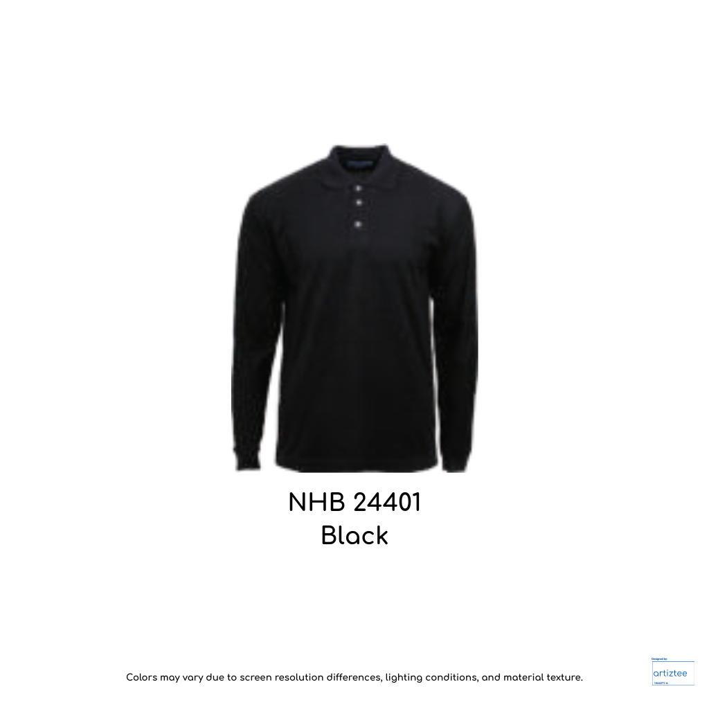 Polo Long Sleeve Soft-touch Unisex 220gsm Black NHB24401