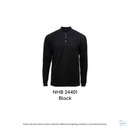 Polo Long Sleeve Soft-touch Unisex 220gsm Black NHB24401