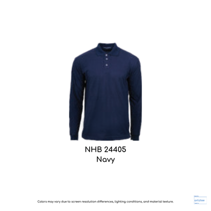 Polo Long Sleeve Soft-touch Unisex 220gsm Navy NHB24405