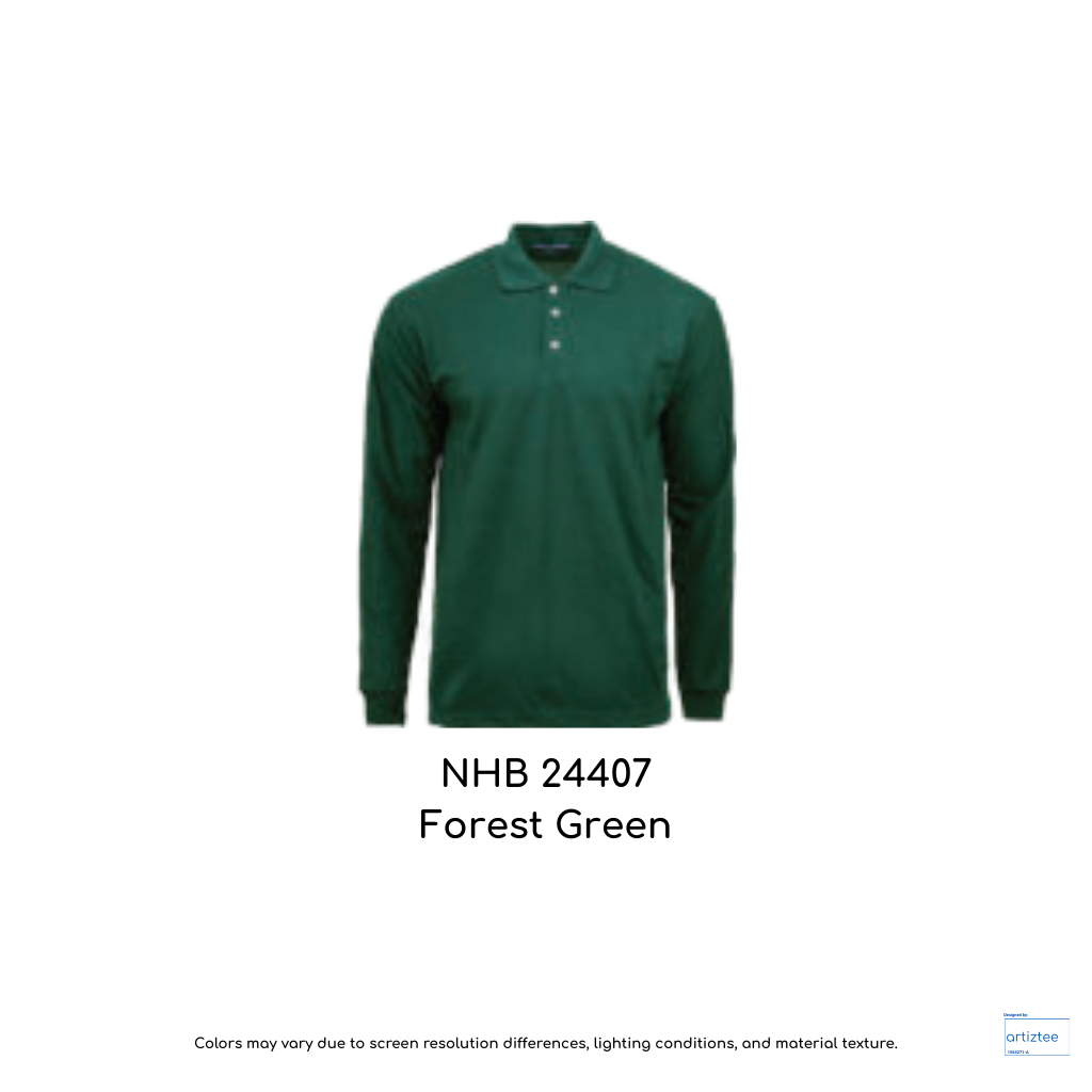 Polo Long Sleeve Soft-touch Unisex 220gsm Forest Green NHB24407