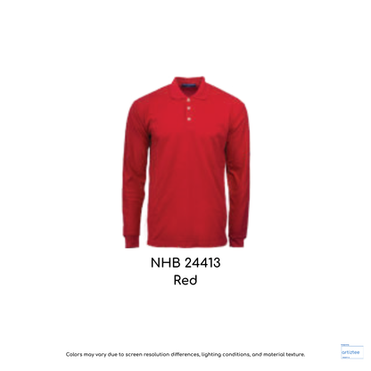 Polo Long Sleeve Soft-touch Unisex 220gsm Red NHB24413