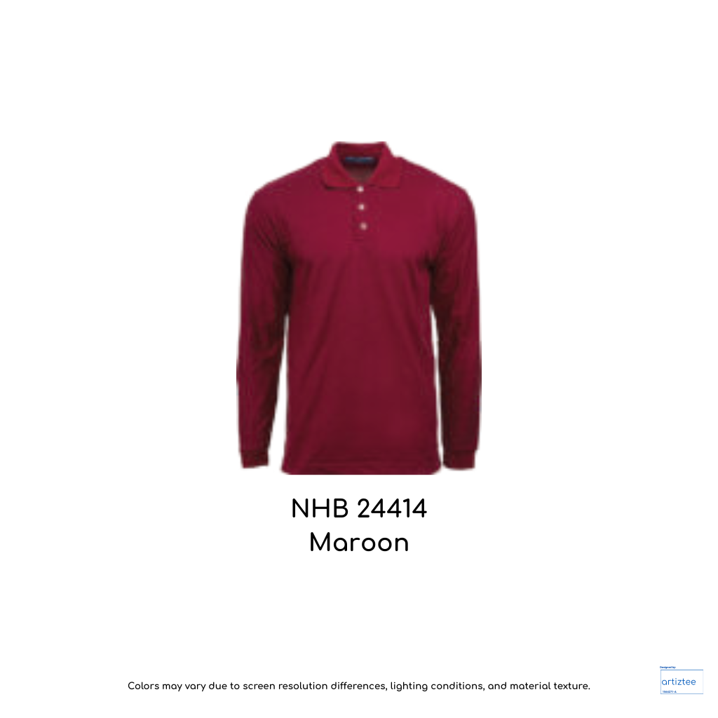Polo Long Sleeve Soft-touch Unisex 220gsm Maroon NHB24414
