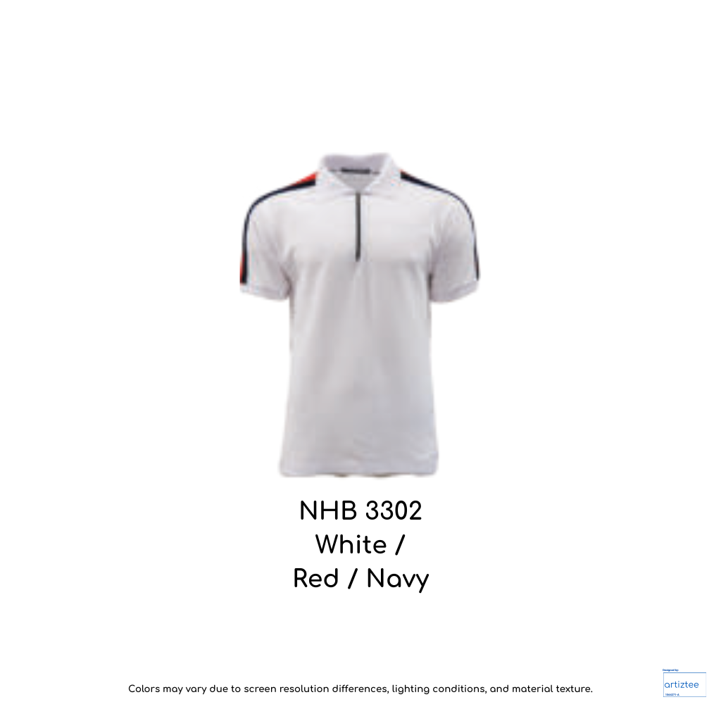 Polo Collins Unisex 220gsm White Red Navy NHB3302