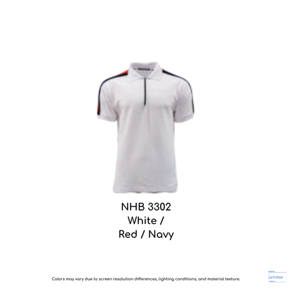 Polo Collins Unisex 220gsm White Red Navy NHB3302