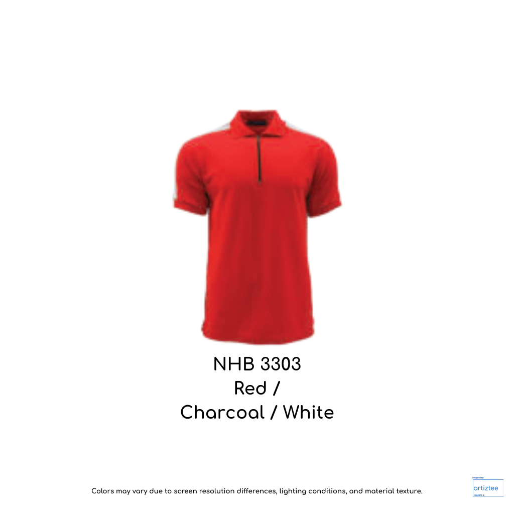 Polo Collins Unisex 220gsm Red Charcoal White NHB3303