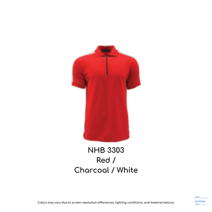 Polo Collins Unisex 220gsm Red Charcoal White NHB3303