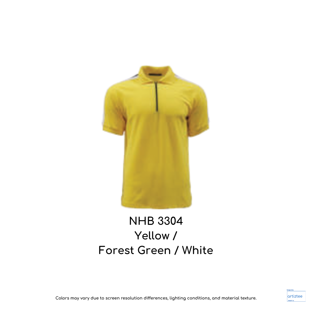 Polo Collins Unisex 220gsm Yellow Forest Green White NHB3304