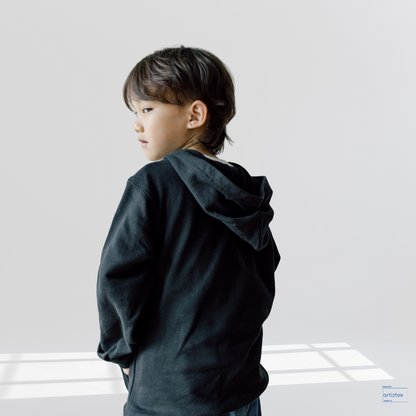 Kid Hoodie Pullover - Unisex | Black Model | NHH1100B | Artiztee