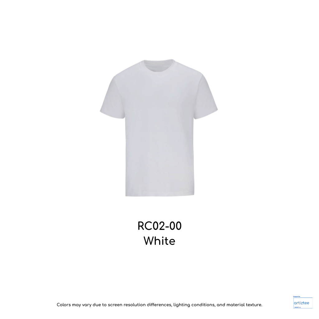 T-Shirt Combed Cotton Unisex - 190gsm | White | RC02-00 | Artiztee