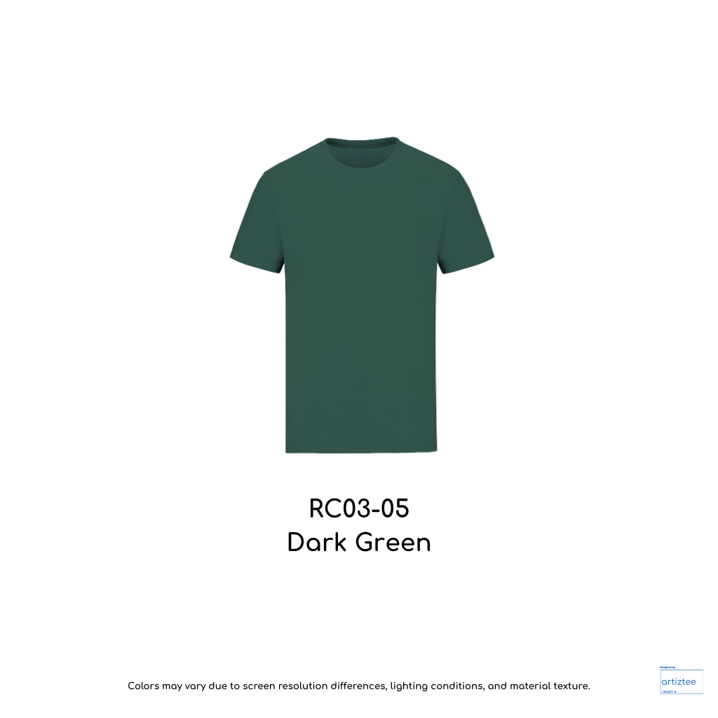 T-Shirt Combed Cotton Unisex - 190gsm | Dark Green | RC03-05 | Artiztee
