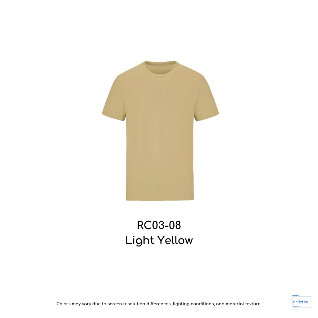 T-Shirt Combed Cotton Unisex - 190gsm | Light Yellow | RC03-08 | Artiztee