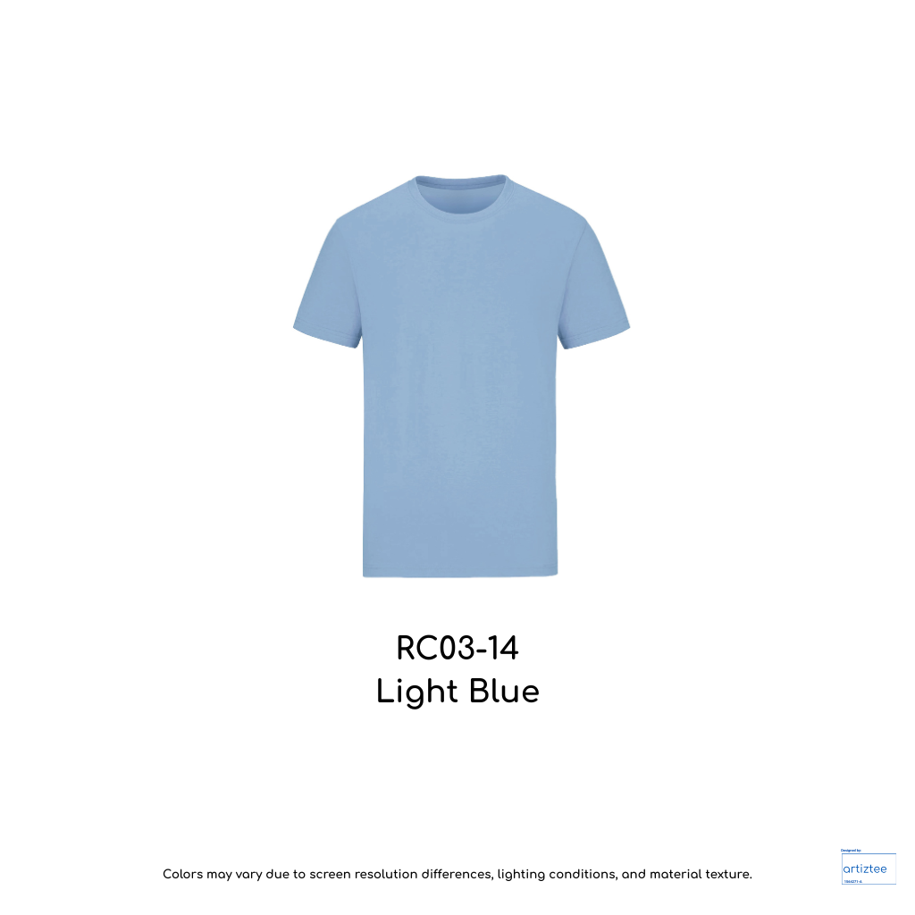 T-Shirt Combed Cotton Unisex - 190gsm | Light Blue | RC03-14 | Artiztee