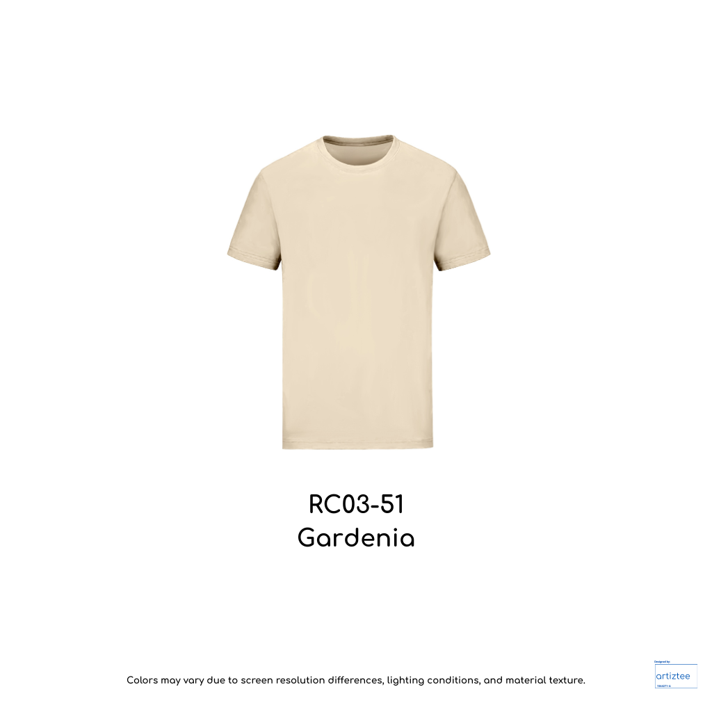 T-Shirt Combed Cotton Unisex - 190gsm | Gardenia | RC03-51 | Artiztee