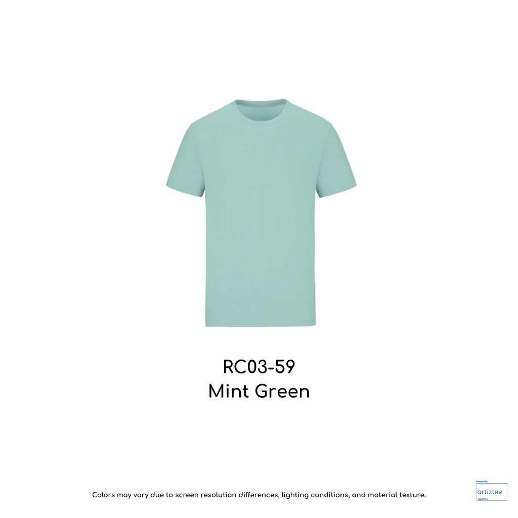 T-Shirt Combed Cotton Unisex - 190gsm | Mint Green | RC03-59 | Artiztee