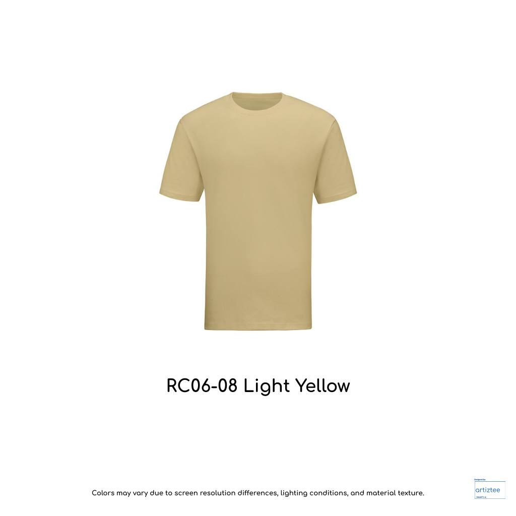 T-Shirt - Superb Cotton RC06-08 Light Yellow | Unisex 220gsm | Artiztee