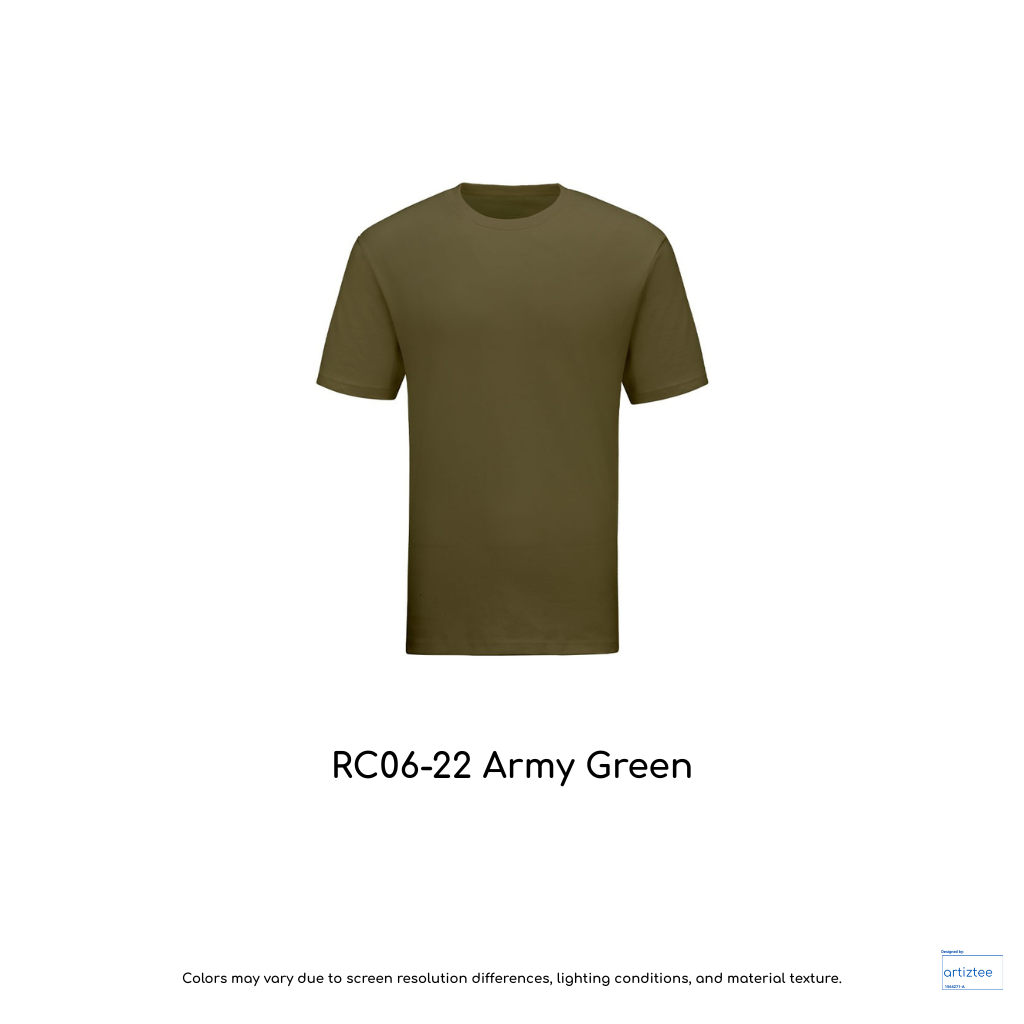 T-Shirt - Superb Cotton RC06-22 Army Green | Unisex 220gsm | Artiztee