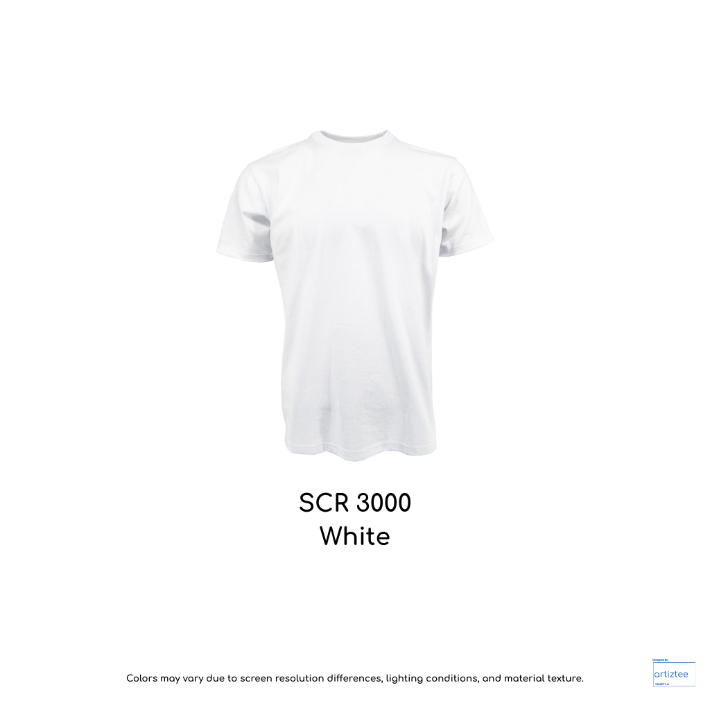 T-Shirt Siro Cotton Unisex - 210gsm | White | SCR3000 | Artiztee