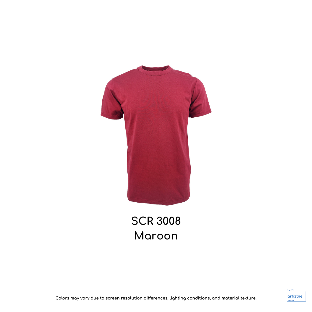 T-Shirt Siro Cotton Unisex - 210gsm | Maroon | SCR3008 | Artiztee