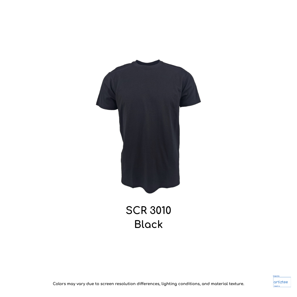 T-Shirt Siro Cotton Unisex - 210gsm | Black | SCR3010 | Artiztee