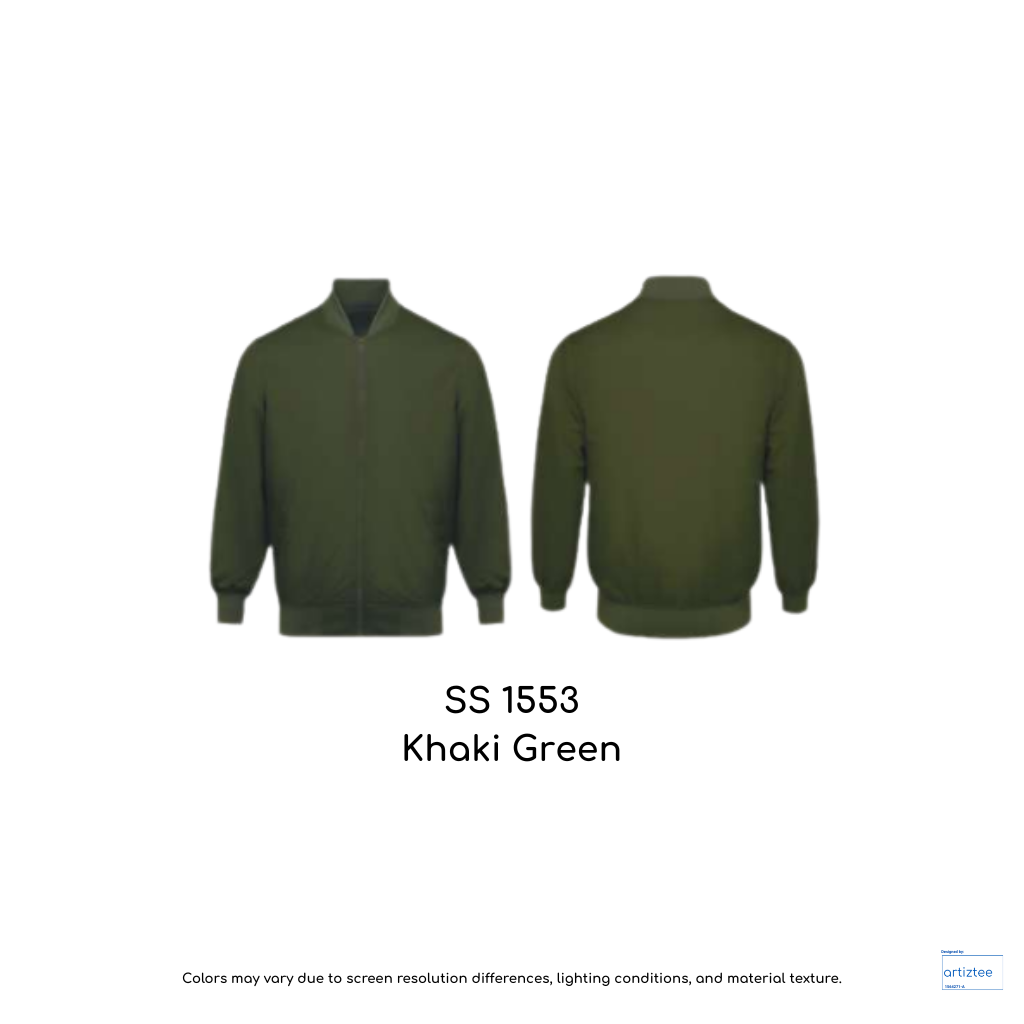 Bomber Jacket - Full-Zip | Polyester | Unisex | Khaki Green | SS1553
