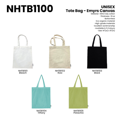 Tote Bag - Emyrs Canvas | Cotton | 14"(W) x 15"(H) | NHTB1100 | Artiztee | Collection | Size Chart