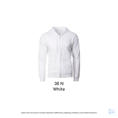 Adult Full Zip Hooded Sweatshirt Unisex 285gsm 88600 30N White