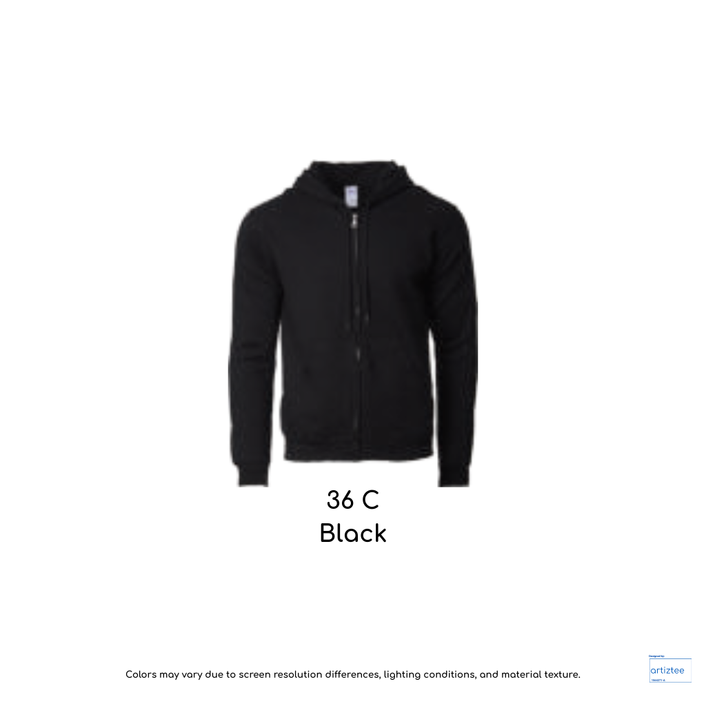Adult Full Zip Hooded Sweatshirt Unisex 285gsm 88600 36C Black