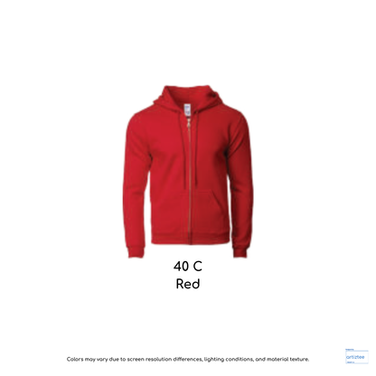 Adult Full Zip Hooded Sweatshirt Unisex 285gsm 88600 40C Red