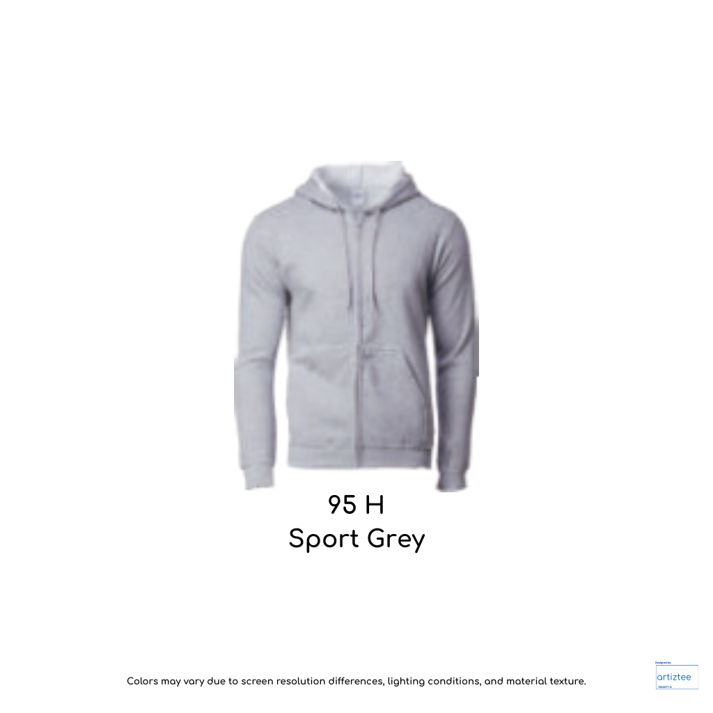 Adult Full Zip Hooded Sweatshirt Unisex 285gsm 88600 95H Sport Grey