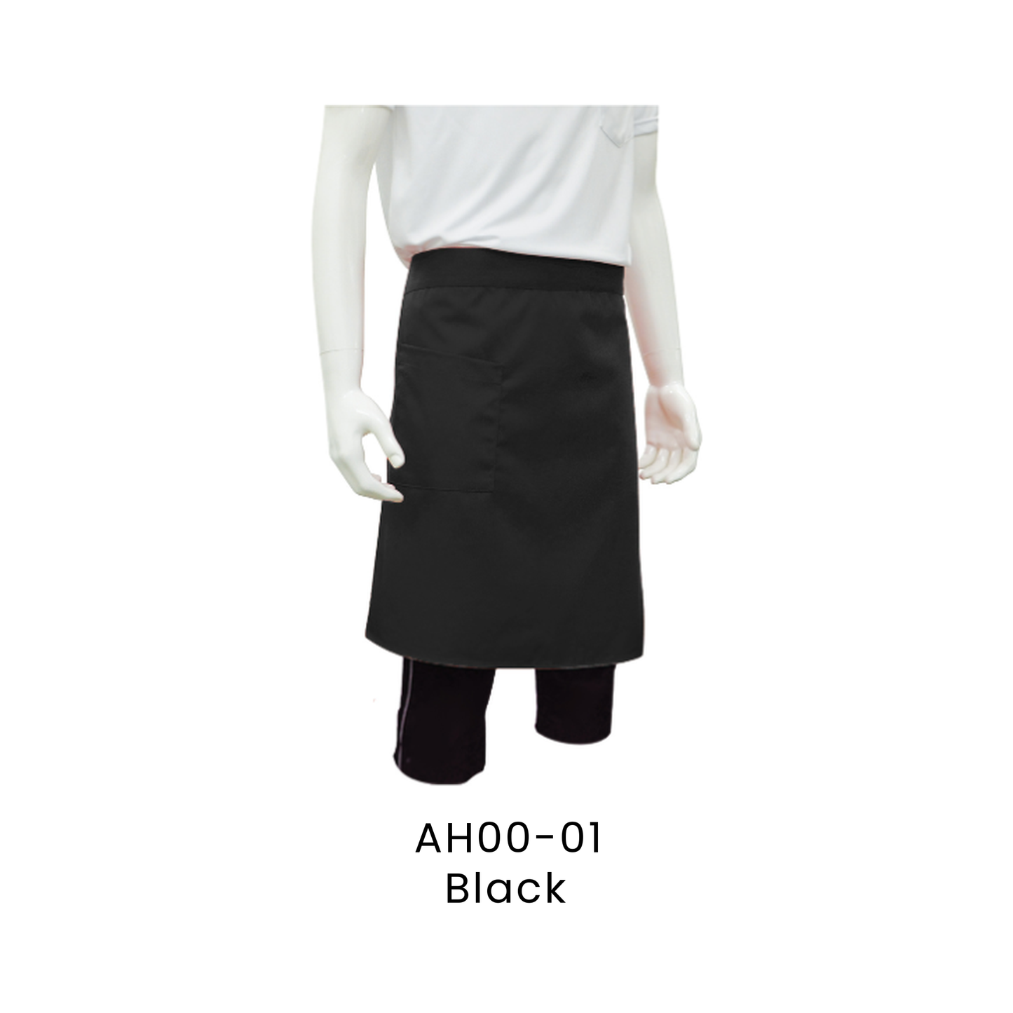 Apron - Half Body 2 Pockets Unisex Polyester Gabardine | Black | AH00-01 | Artiztee