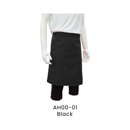 Apron - Half Body 2 Pockets Unisex Polyester Gabardine | Black | AH00-01 | Artiztee