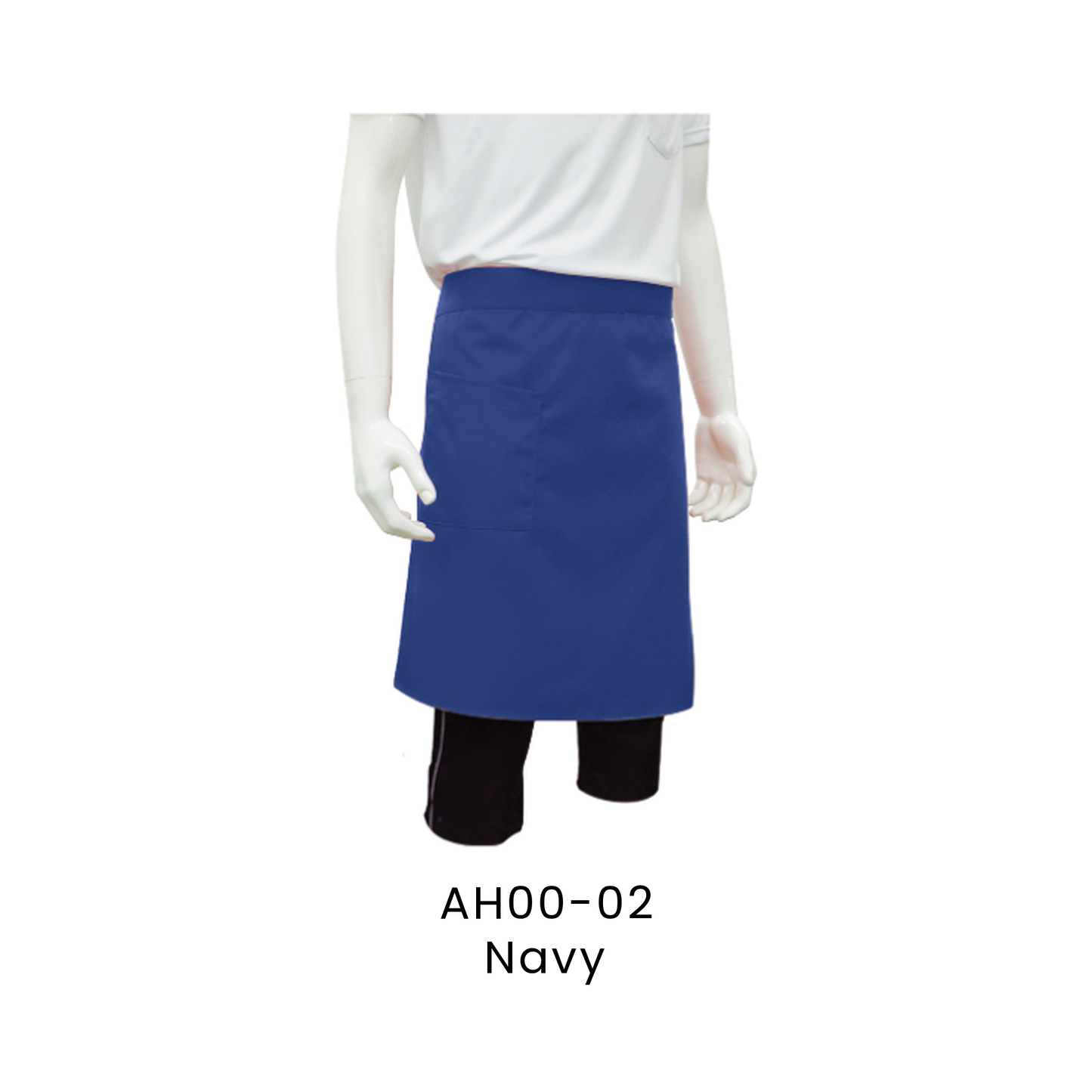Apron - Half Body 2 Pockets Unisex Polyester Gabardine | Navy | AH00-02 | Artiztee
