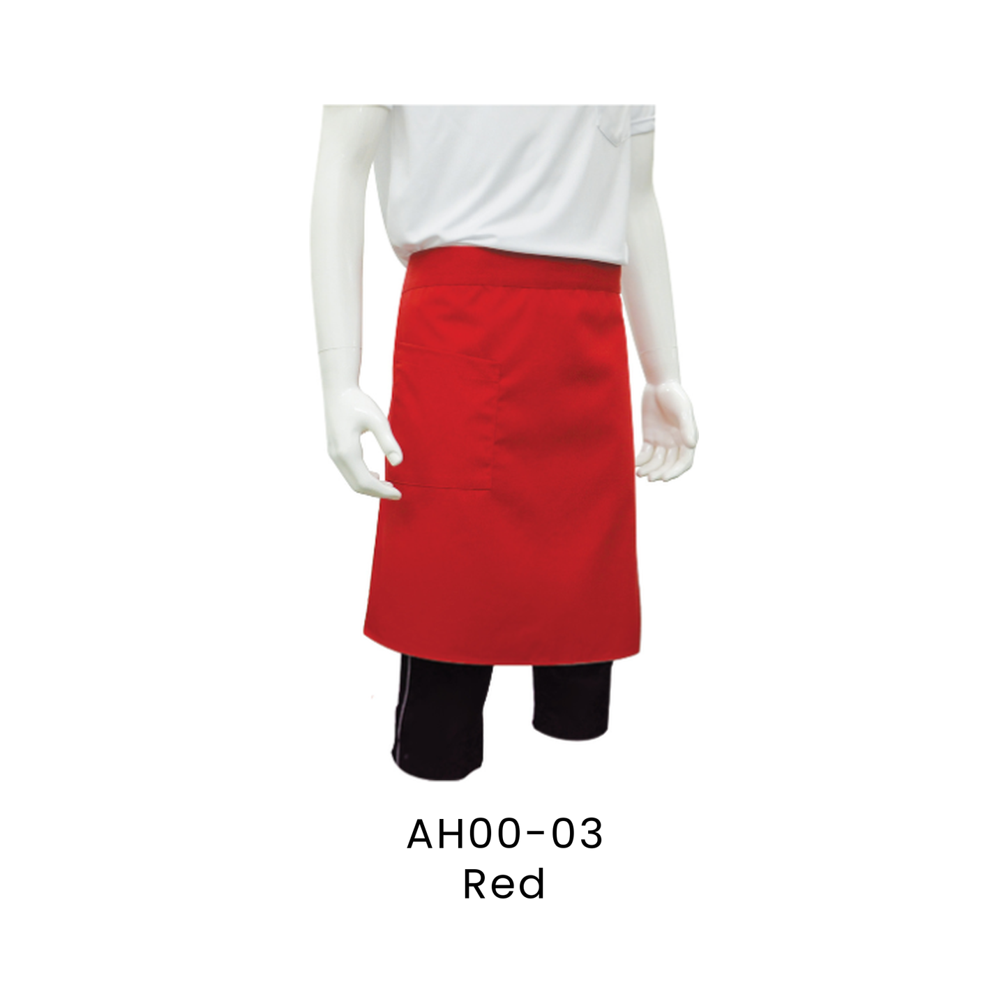 Apron - Half Body 2 Pockets Unisex Polyester Gabardine | Red | AH00-03 | Artiztee