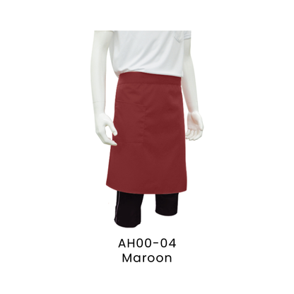 Apron - Half Body 2 Pockets Unisex Polyester Gabardine | Maroon | AH00-04 | Artiztee