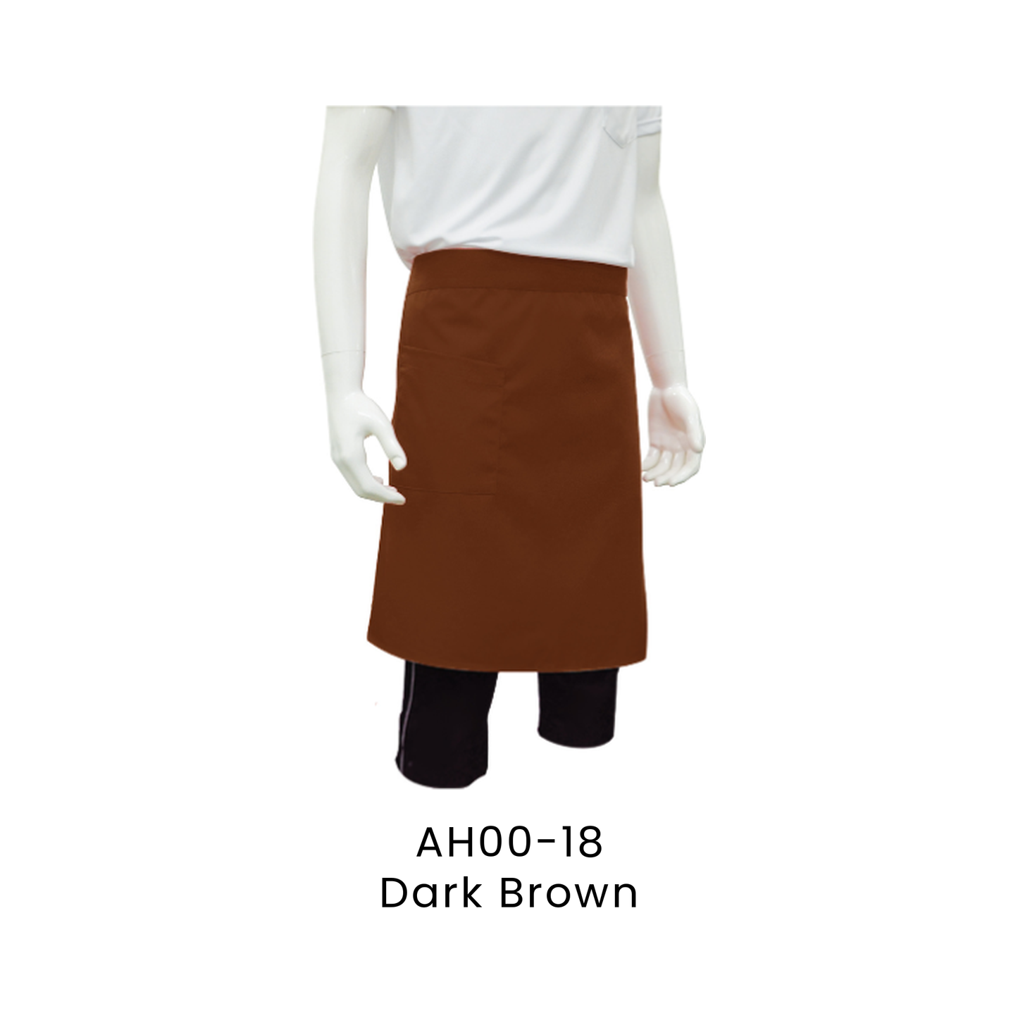 Apron - Half Body 2 Pockets Unisex Polyester Gabardine | Dark Brown | AH00-18 | Artiztee