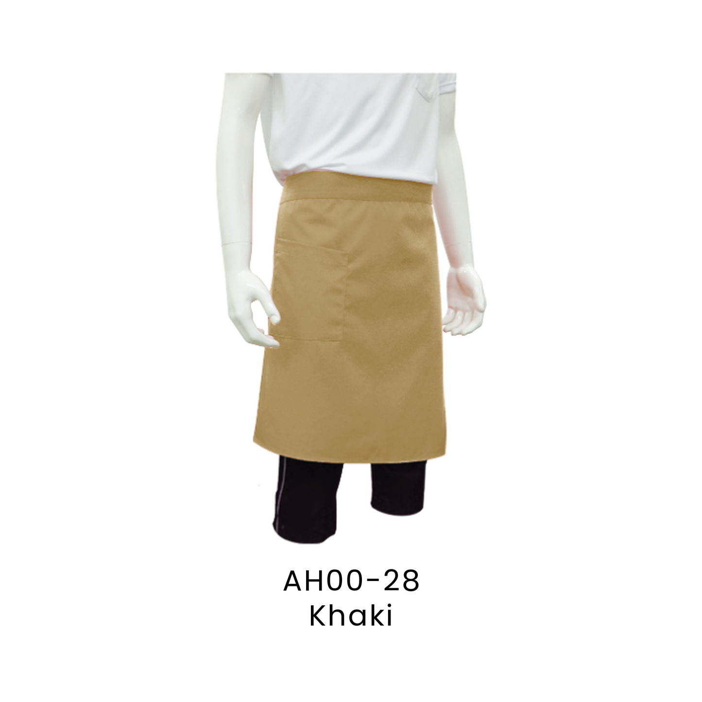 Apron - Half Body 2 Pockets Unisex Polyester Gabardine | Khaki | AH00-28 | Artiztee