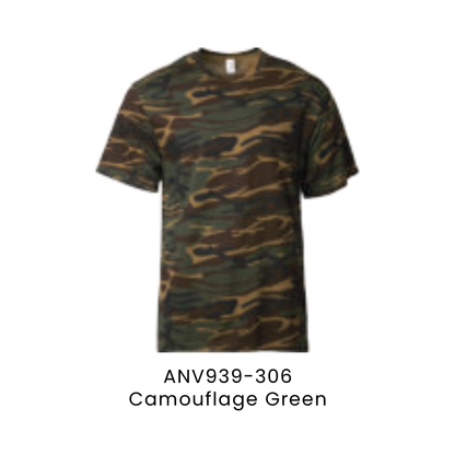 T-Shirt - Cotton Camouflage Tee Adult Midweight Unisex 170gsm | Camouflage Green | ANV939-306 | Artiztee