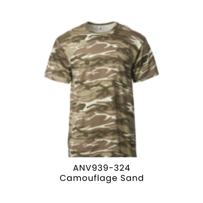 T-Shirt - Cotton Camouflage Tee Adult Midweight Unisex 170gsm | Camouflage Sand | ANV939-324 | Artiztee