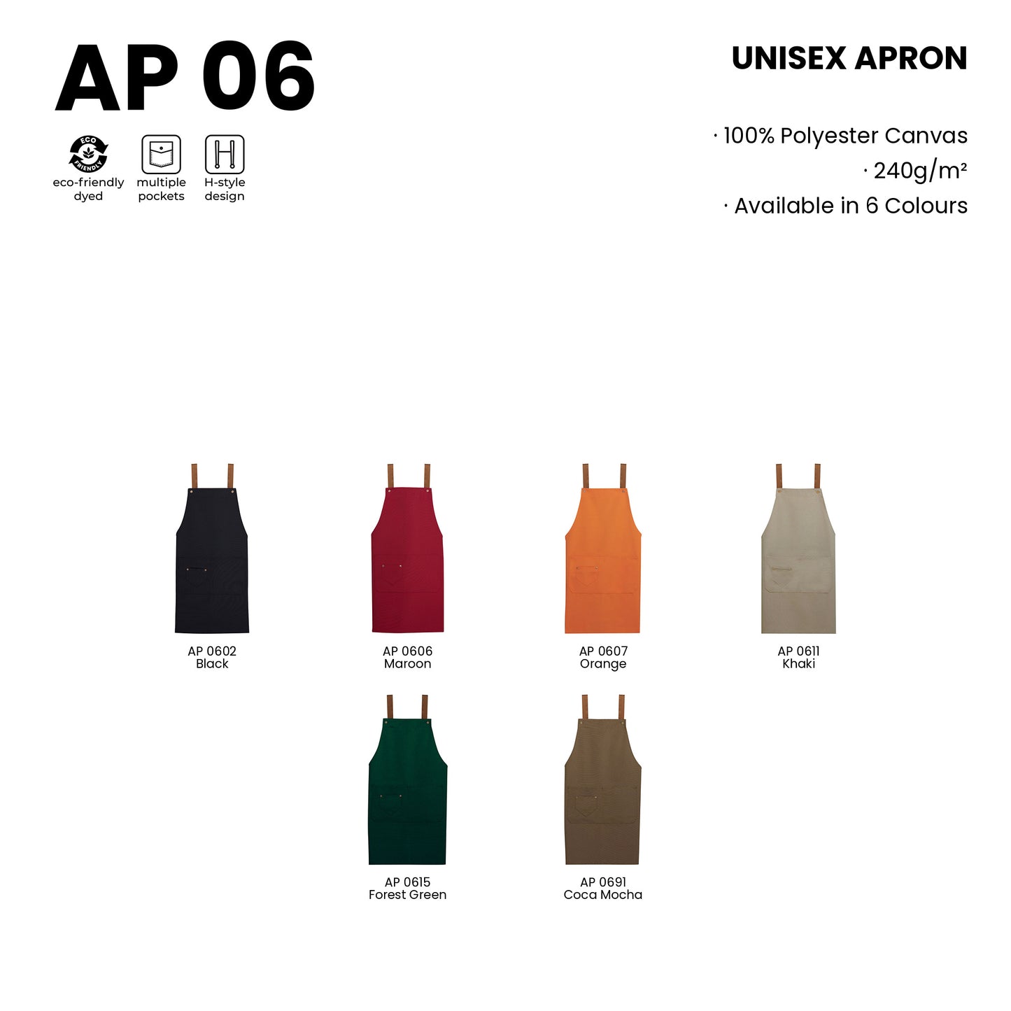 AP06 apron specification and one-size details