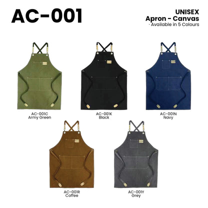 AC-001 — all 5 colourways with codes and names