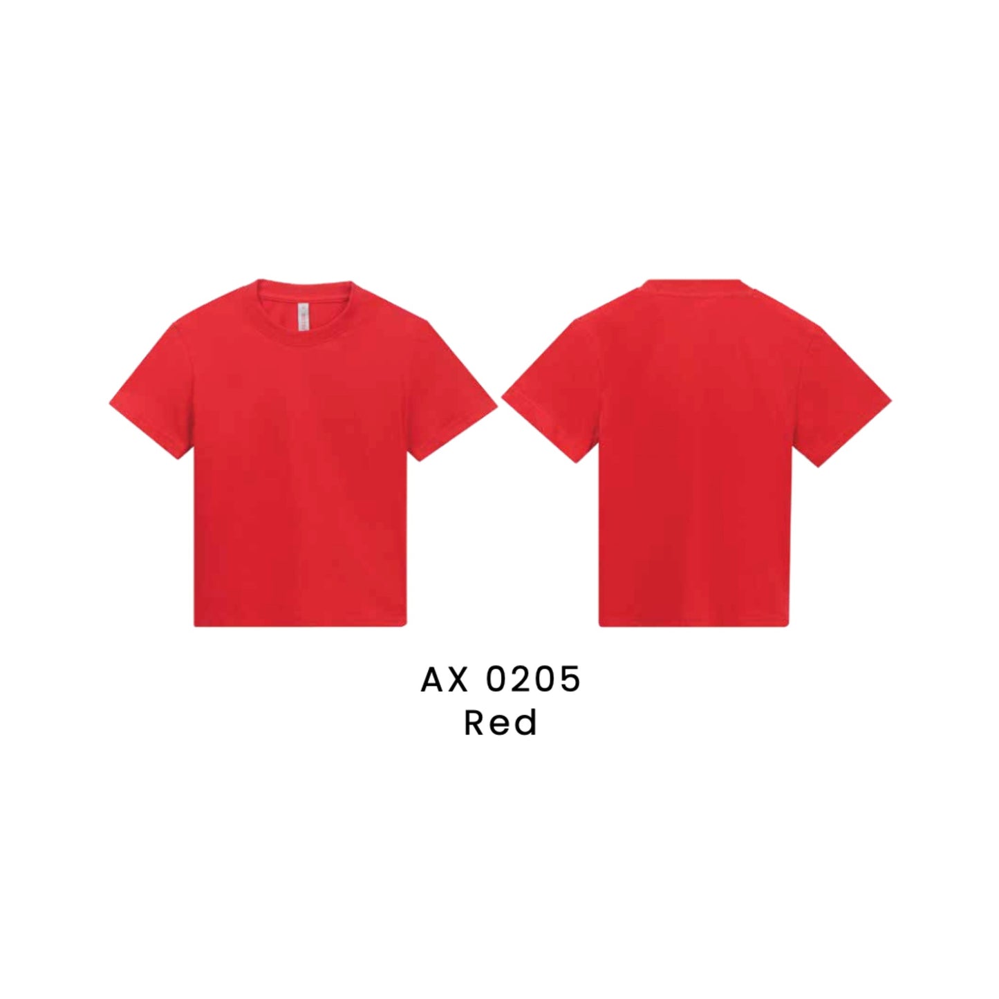 AX 0205 Red - AX02 kids CVC cotton short sleeve t-shirt shown front and back