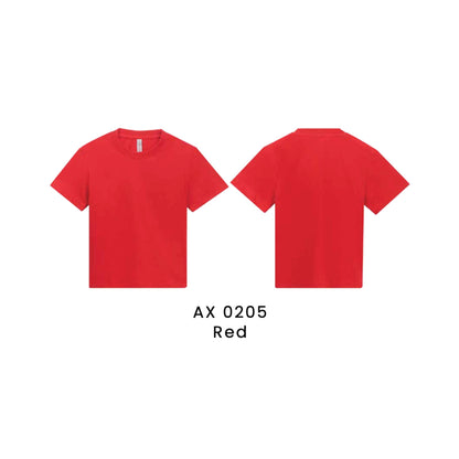 AX 0205 Red - AX02 kids CVC cotton short sleeve t-shirt shown front and back