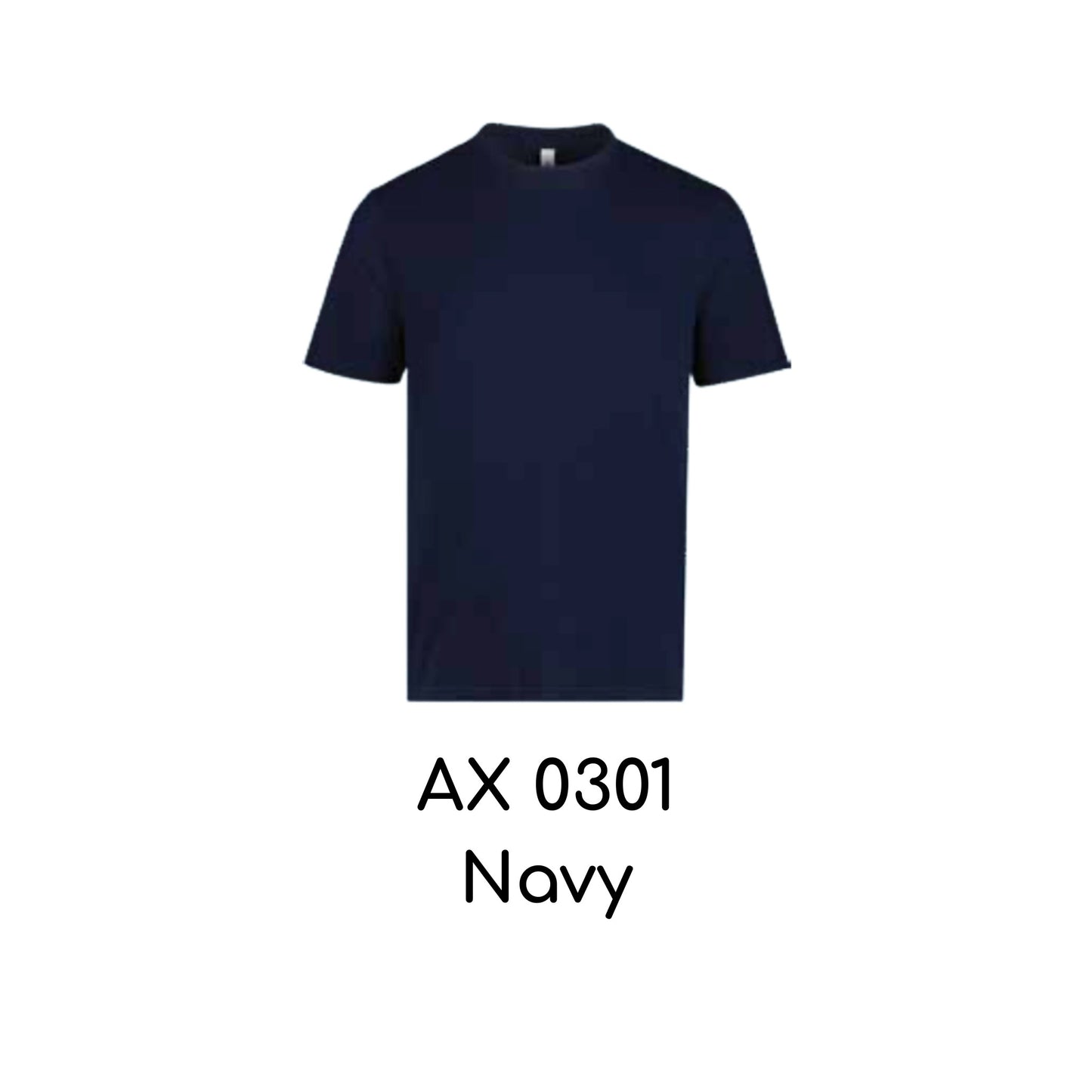 AX 0301 Navy - AX03 unisex polyester cotton-feel t-shirt