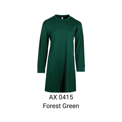 AX0415 Forest Green muslimah long sleeve t-shirt 180gsm tunic length – custom logo printing & embroidery Malaysia