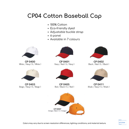 Baseball Cap - Cotton CP04 | Artiztee | Collection | Size Chart